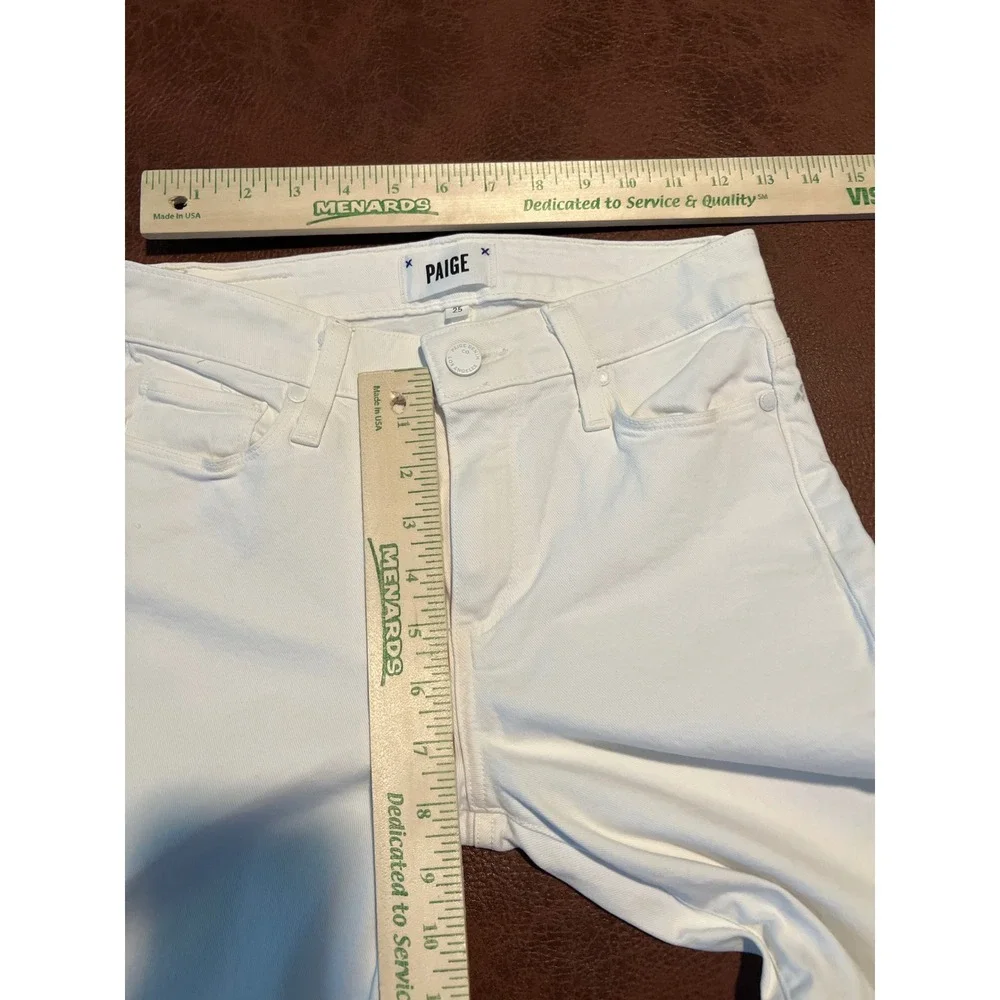 PAIGE Colette Crop Flare White Raw Hem High Rise Jeans Size 25